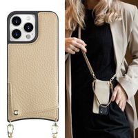 Selencia Coque de télephone Nova avec cordon et porte-cartes Apple iPhone 15 Pro Max - Beige