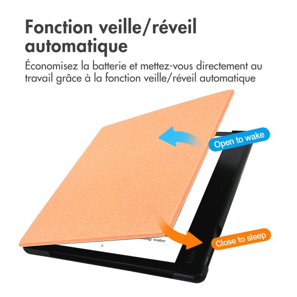 imoshion Étui de liseuse portefeuille Canvas Kobo Elipsa 2E - Peach
