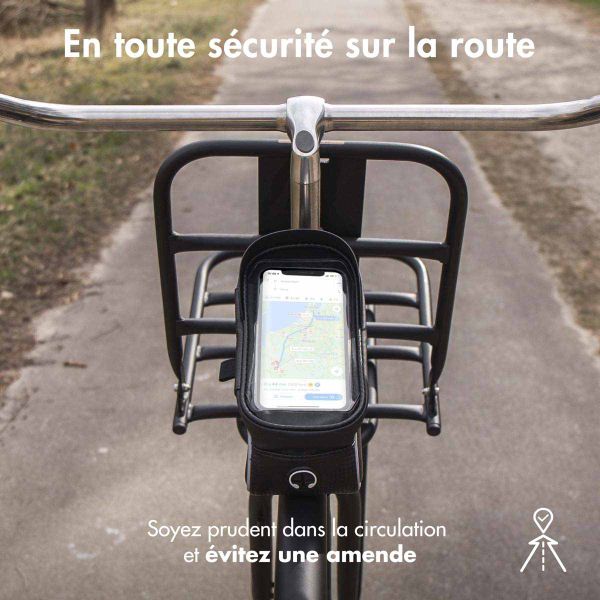 imoshion Support de téléphone pour vélo avec pochette - Cadre de vélo - Universel - Noir