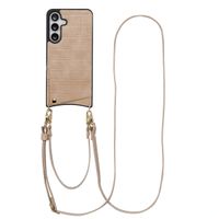 Selencia Coque de télephone Nova Croco avec cordon et porte-cartes Samsung Galaxy S25 FE - Beige