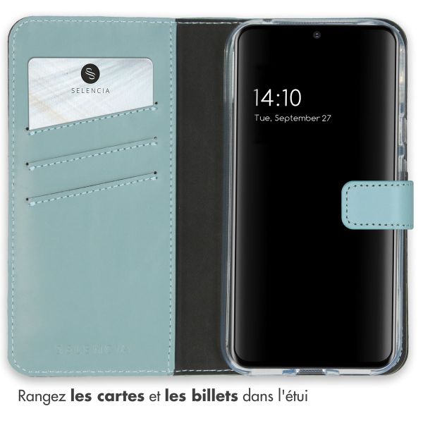 Selencia Étui portefeuille en cuir véritable Google Pixel 8a - Air Blue