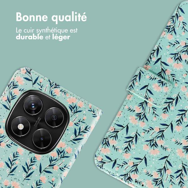 imoshion Étui de télephone portefeuille Design Xiaomi Redmi Note 14 Pro (5G) / 14 Pro Plus (5G) - Blue Flowers