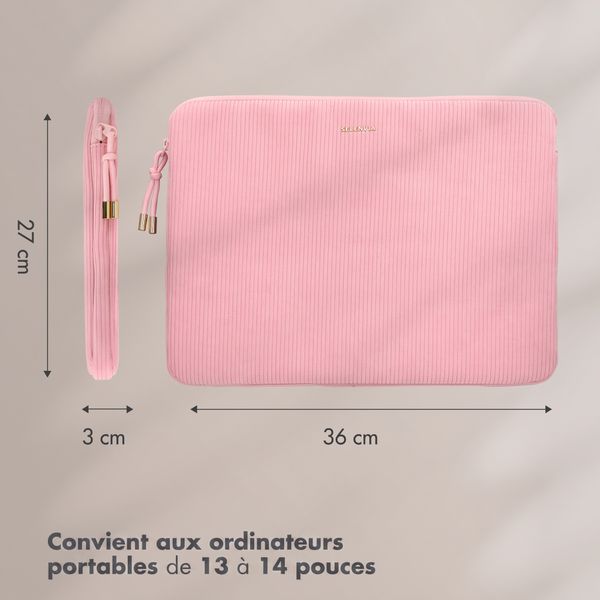 Selencia Pochette ordinateur Corduroy 13-14 pouces - Soft Blush