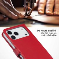 Selencia Étui portefeuille en cuir véritable Apple iPhone 18 Pro / 17 Pro - Rouge
