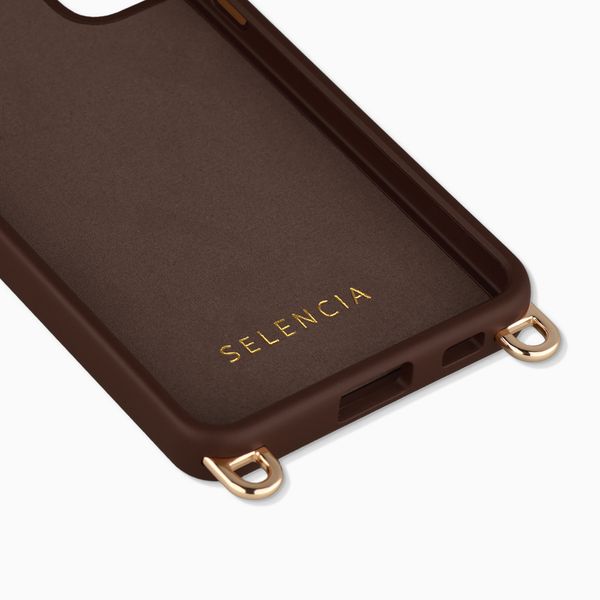 Selencia Coque arrière Rivièra avec MagSafe avec crochets amovibles Samsung Galaxy S23 FE - Choco Brown