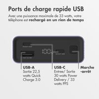 imoshion Ultra Series Aluminium Batterie externe 20.000 mAh - Charge rapide jusqu'à 33 watts - Tropical Violet