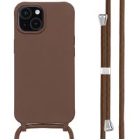 imoshion Coque en silicone avec cordon Apple iPhone 15 - Marron