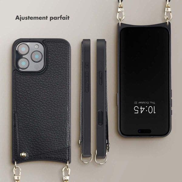 Selencia Coque de télephone Nova avec cordon et porte-cartes Apple iPhone 16 Pro Max - Noir