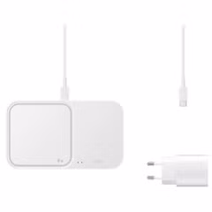 Samsung ﻿Wireless Charger Duo - Chargeur sans fil - Avec adaptateur et câble de charge - 15 Watt - Blanc