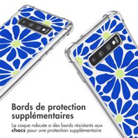 imoshion Coque Design avec cordon Samsung Galaxy S10 - Cobalt Blue Flowers Connect
