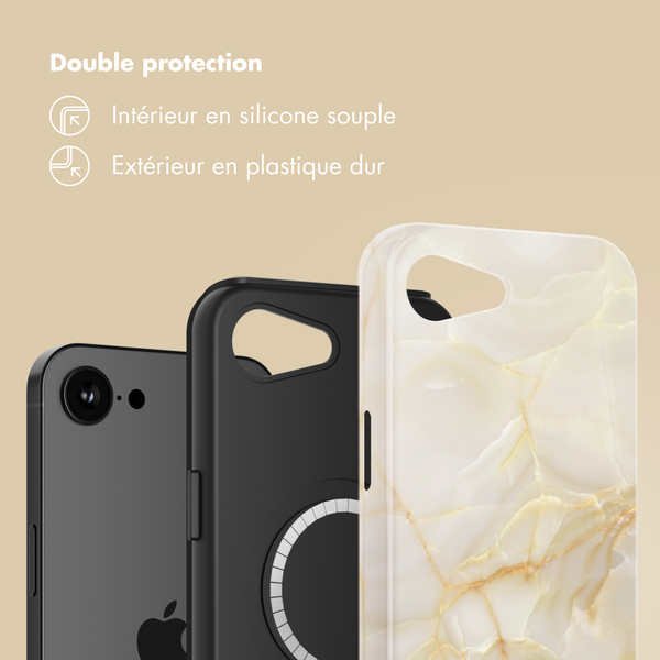 Selencia Coque arrière Vivid avec MagSafe Apple iPhone 17e / 16e - Golden Beige Marble