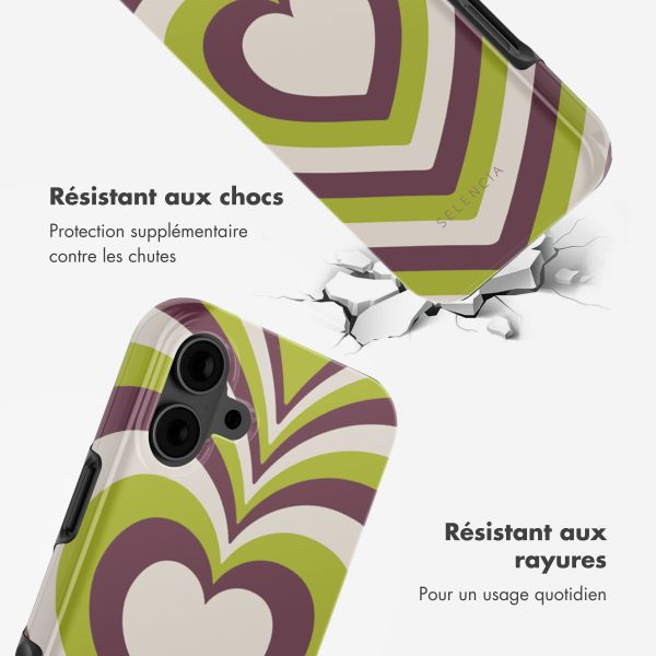 Selencia Coque arrière Vivid avec MagSafe Apple iPhone 16 - Double Hearts Plum Fern
