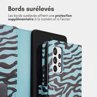imoshion Étui de télephone portefeuille Design Samsung Galaxy A52(s) (5G/4G) - Black Blue Stripes
