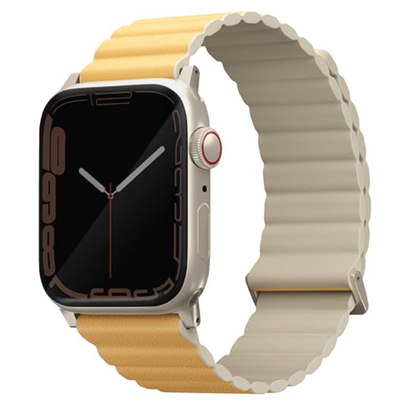 Uniq Bracelet Revix Premium Edition réversible Apple Watch | 44/45/46/49 mm - Canary Yellow / Ivory
