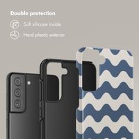 Selencia Coque arrière Vivid Samsung Galaxy S21 FE - Wave Vibes Classic Blue