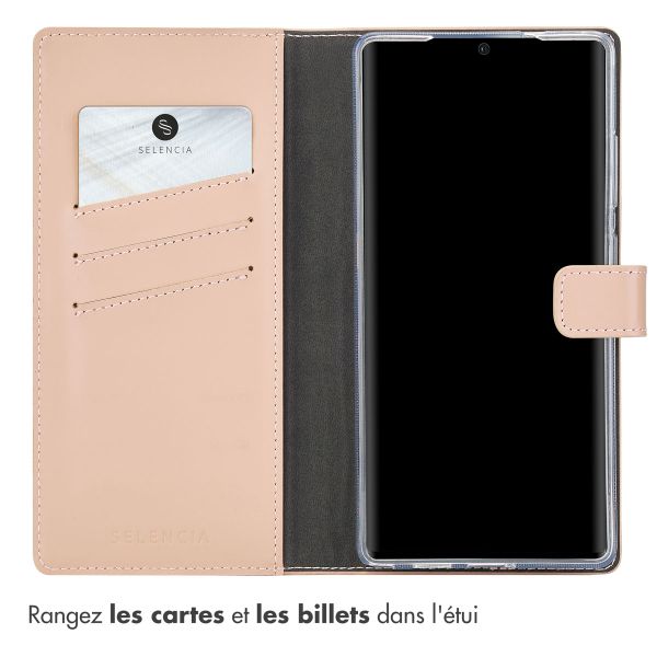 Selencia Étui portefeuille en cuir véritable Samsung Galaxy S25 Ultra - Dusty Pink