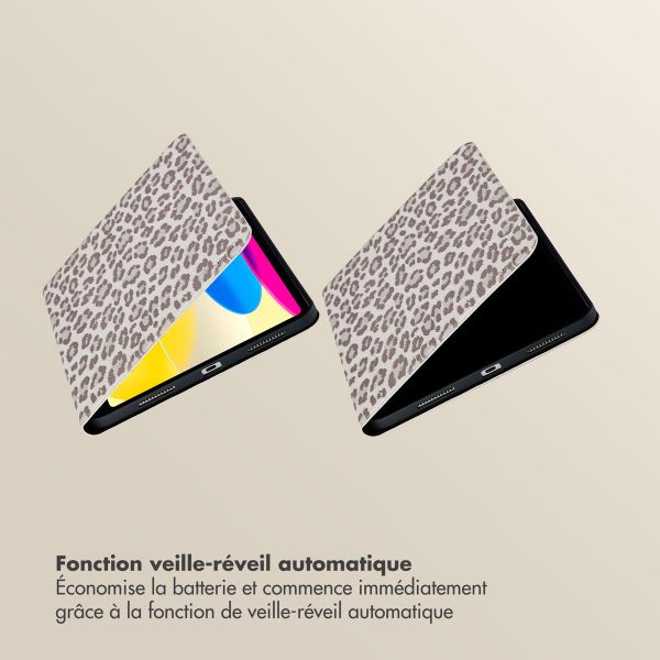 Selencia Coque tablette Sabi avec imprimé léopard Apple iPad 11 (2025) 11 pouces A16 / iPad 10 (2022) 10.9 pouces - Soft Ivory