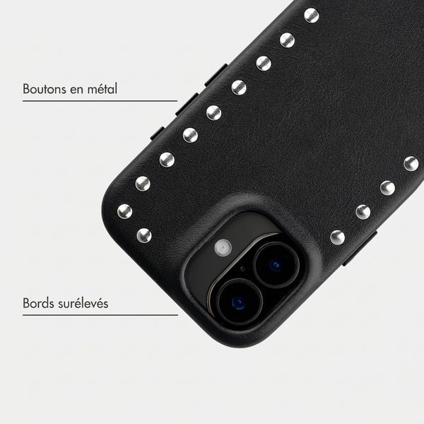 Selencia Coque arrière Studs avec MagSafe Apple iPhone 16 - Velvet Black
