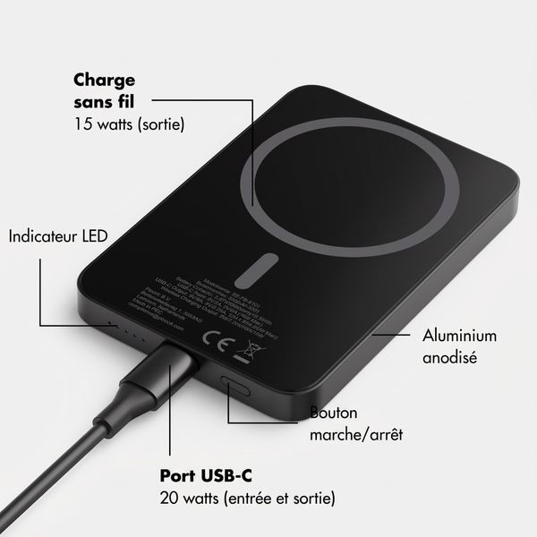 Selencia Powerbank Vivid 5 000 mAh - MagSafe et Qi - Black / Silk Spirit