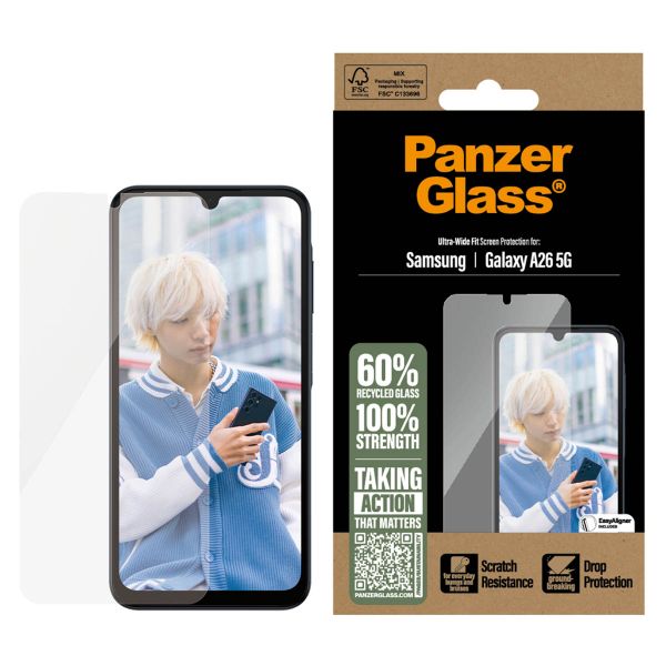 PanzerGlass Protection d'écran Ultra-Wide Fit Anti-bactérienne avec applicateur Samsung Galaxy A26