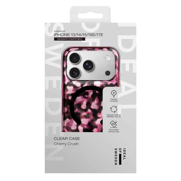 iDeal of Sweden Coque Clear MagSafe Apple iPhone 16e / 15 / 14 / 13 - Cherry Crush