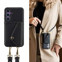 Selencia Coque de télephone Sera avec cordon et porte-cartes enveloppe Samsung Galaxy S23 FE - Noir