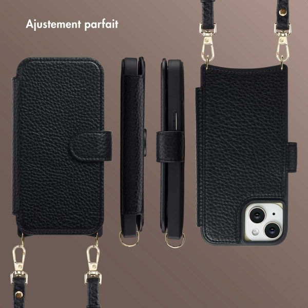 Selencia Étui Riva avec MagSafe et cordon de téléphone Apple iPhone 15 - Noir