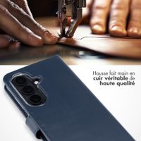 Selencia Étui portefeuille en cuir véritable Samsung Galaxy S26 Plus - Bleu foncé