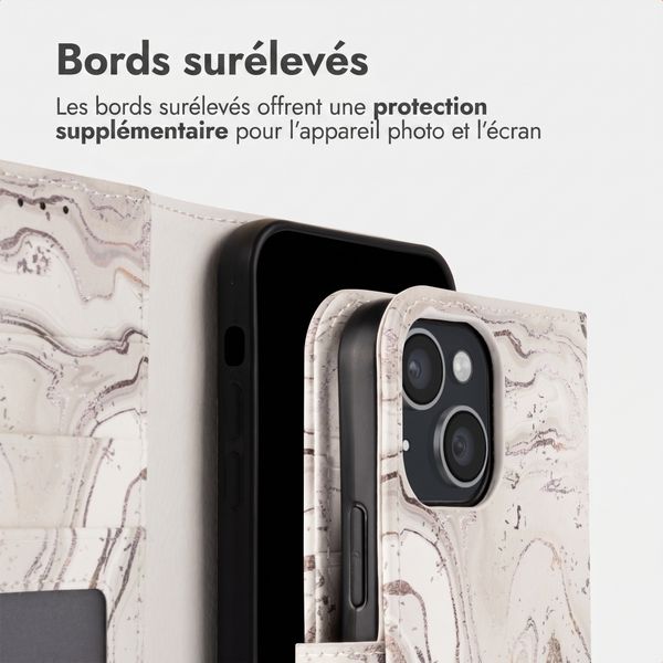 imoshion Étui de télephone portefeuille Design Apple iPhone 15 - Sandy Marble