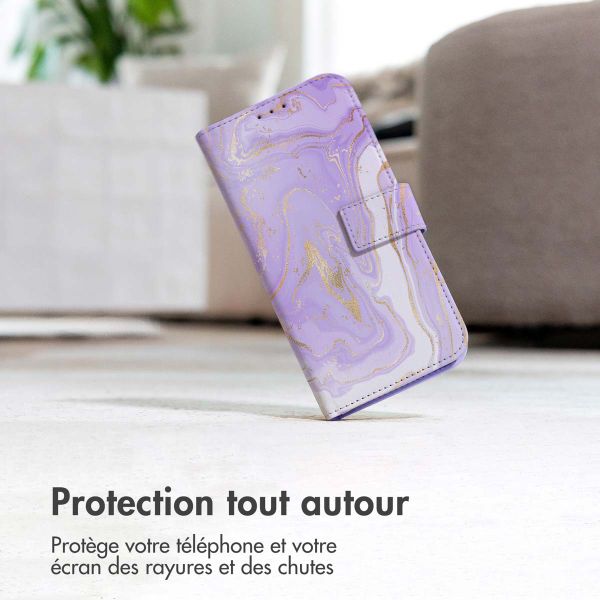 imoshion Étui de télephone portefeuille Design Samsung Galaxy A41 - Purple Marble