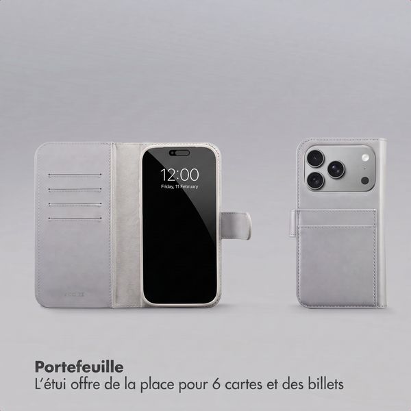 Accezz Coque portefeuille Edge amovible avec MagSafe Apple iPhone 18 Pro / 17 Pro - Gris