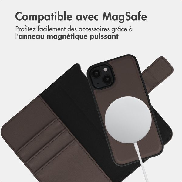 imoshion Étui portefeuille luxe 2-en-1 amovible Apple iPhone 14 - Marron