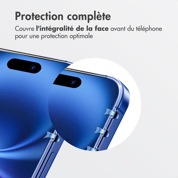 Accezz Protecteur d'écran en verre trempé + Applicateur Apple iPhone 16 Plus / 15 Plus