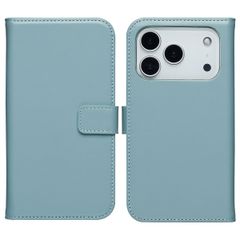 Selencia Étui portefeuille en cuir véritable Apple iPhone 17 Pro Max - Air Blue