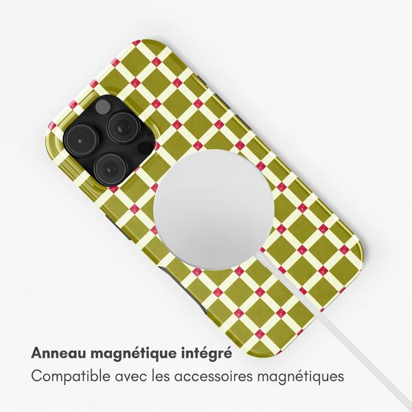 Selencia Coque arrière Vivid avec MagSafe Apple iPhone 16 Pro Max - Check This Olive