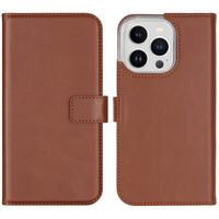 Selencia Étui portefeuille en cuir véritable Apple iPhone 14 Pro - Marron clair