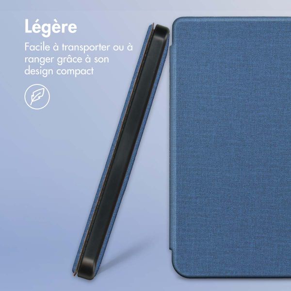 imoshion Étui de liseuse portefeuille Canvas Kobo Clara Colour / BW - Bleu foncé