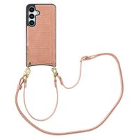 Selencia Coque de télephone Nova Croco avec cordon et porte-cartes Samsung Galaxy S25 - Old Pink
