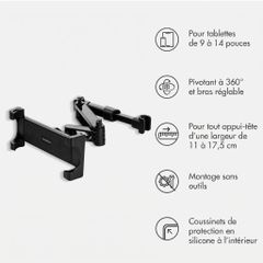 imoshion Appuie-tête Support pour tablette de voiture avec bras réglable - Noir