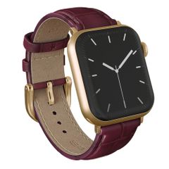 Burga Bracelet en cuir véritable  - Apple Watch | 44/45/46/49 mm / Connexion universelle 20 mm - Mobwife / Gold