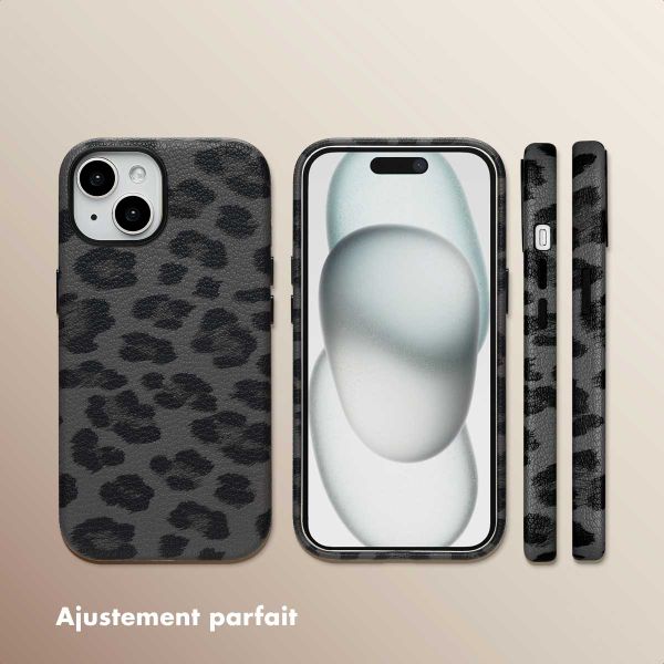 Selencia Coque Sabi imprimé panthère avec MagSafe Apple iPhone 15 - Midnight Black