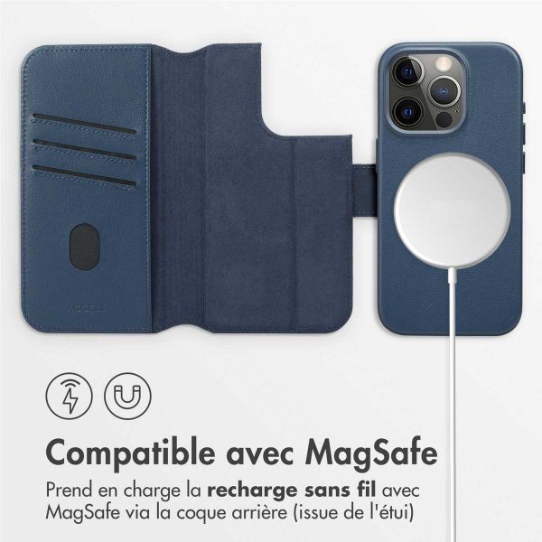 Accezz Étui de télephone portefeuille en cuir 2-en-1 avec MagSafe Apple iPhone 15 Pro - Nightfall Blue