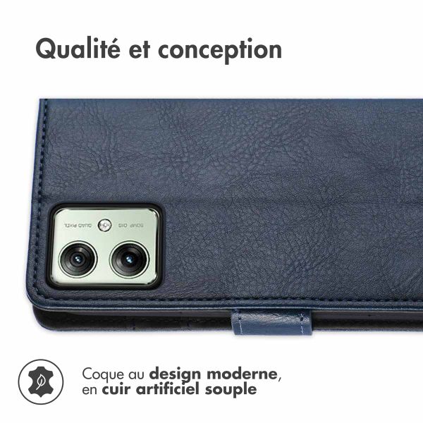 imoshion Étui de télephone portefeuille de luxe Motorola Moto G54 - Bleu foncé