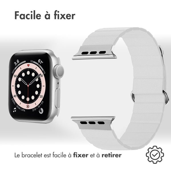 imoshion Bracelet en cuir magnétique Apple Watch | 38/40/41/42 mm - Blanc