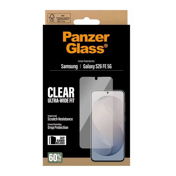 PanzerGlass Protection d'écran Ultra-Wide Fit Anti-bactérienne avec applicateur Samsung Galaxy S26 FE