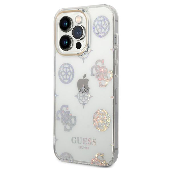 Guess Coque Peony Glitter Apple iPhone 14 Pro - Blanc