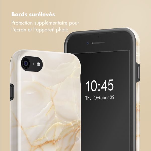 Selencia Coque arrière Vivid Apple iPhone SE (2022 / 2020) / 8 / 7 - Golden Beige Marble