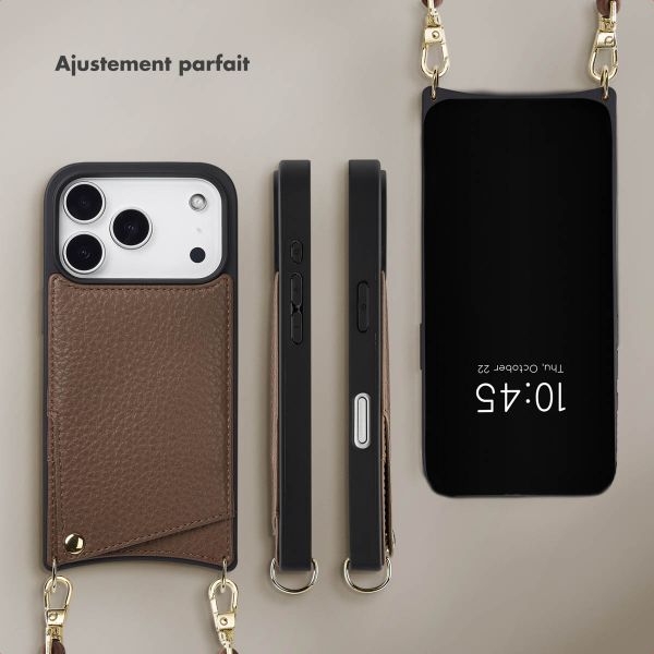 Selencia Coque de télephone Nova avec cordon et porte-cartes Apple iPhone 17 Pro Max - Mocha Brown