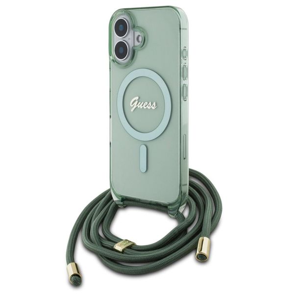 Guess Coque MagSafe IML avec crossbody cord Apple iPhone 16 - Vert