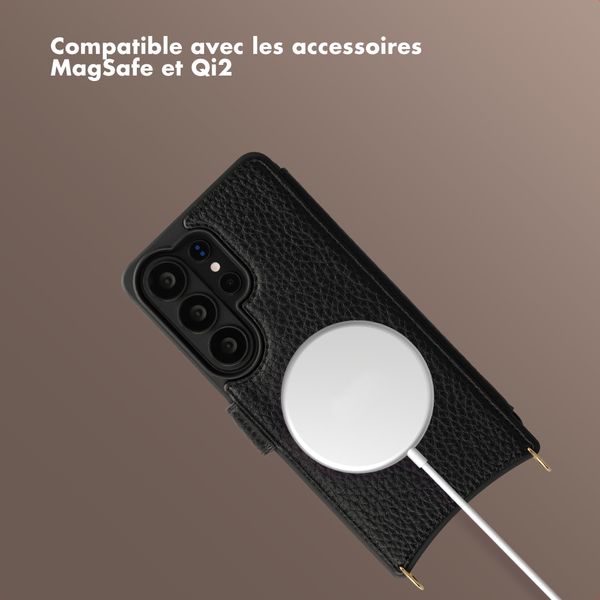 Selencia Étui Riva avec MagSafe et cordon de téléphone Samsung Galaxy S26 Ultra - Noir